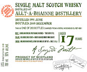 Allt-a-Bhainned 1991 17 year label courtesy of Douglas Laing Inc.  